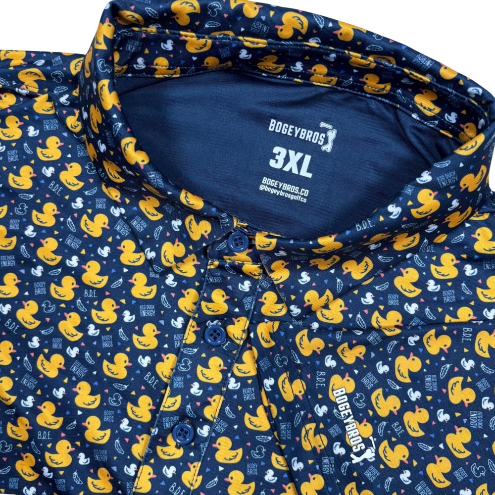 Bogey Bros Polo Men 3XL Navy Big Duck Energy Rubber Ducky Performance Golf Shirt